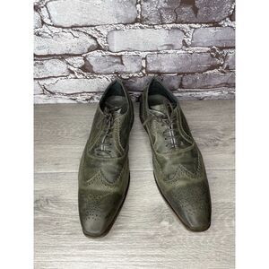 Steve Madden Iggy Green Leather Handcrafted Wingtip Oxfords Shoes Men Sz 43EU/10